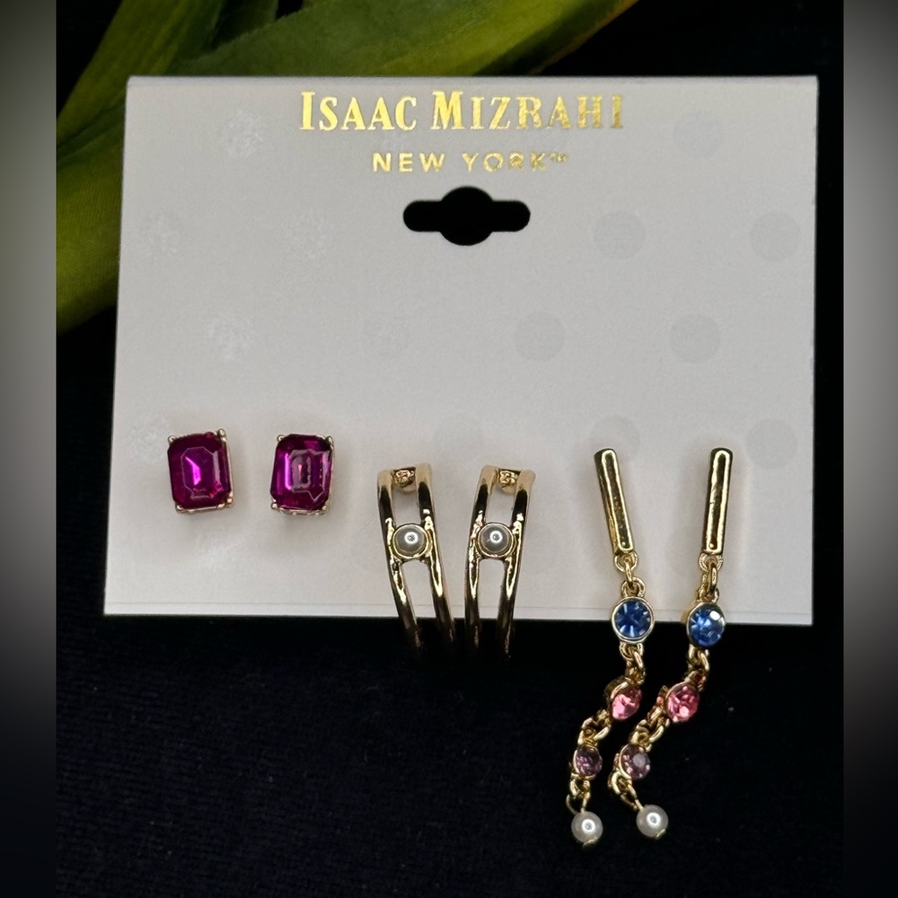 Isaac Mizrahi Set of 3 Pairs Post Earrings